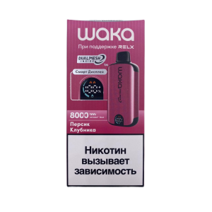 Электронная сигарета WAKA SMART DISPLAY – Персик Клубника 8000 затяжек