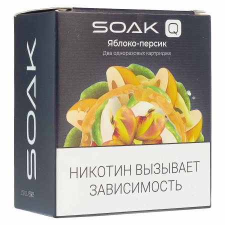 Картридж SOAK Q – Яблоко персик 1500 затяжек 2шт